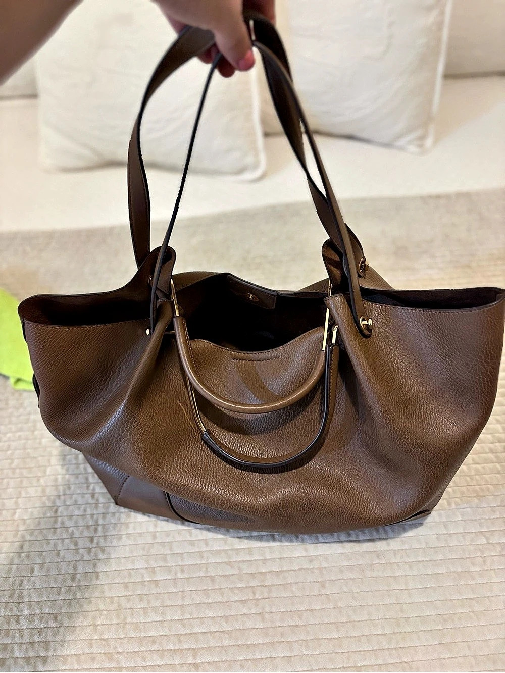 Sondra Roberts Squared Brown Tote Bag